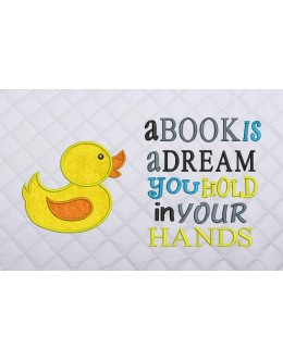 baby duck applique with a book is a dream