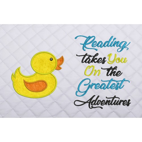 baby duck applique with readng takes you
