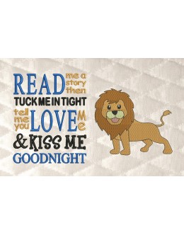 lion embroidery with read me a story
