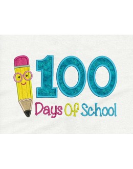 100 Days of School Pencil applique