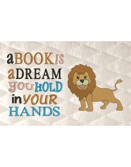 Lion embroidery with a book is a dream