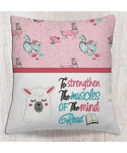 Llama face with To strengthen read reading Pillow Embroidery Designs