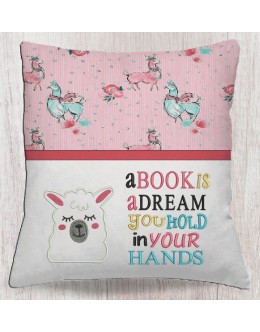 Llama face with a book is a dream read reading Pillow