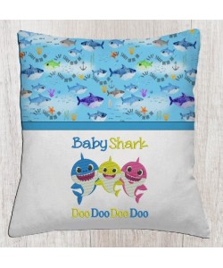 Baby shark doo doo reading pillow embroidery designs