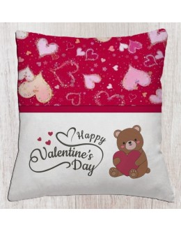 Bear Valentines Day with happy valentine's day reading pillow embroidery designs