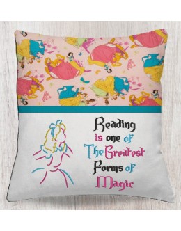 Alicia with reading is one reading pillow embroidery designs