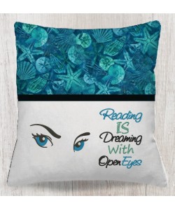 Eyes areg With Reading is dreaming reading pillow embroidery designs