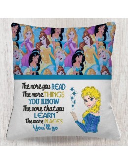 Elsa Frozen with the more you read reading pillow embroidery designs