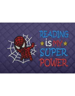 spiderman face embroidery Reading is My Super power