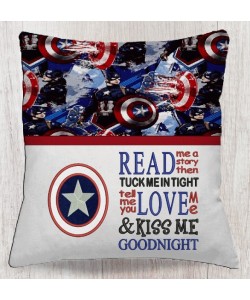Captain america with read me a story reading pillow embroidery designs