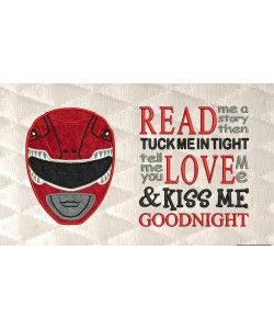 Power Rangers Red with read me a story reading pillow embroidery designs