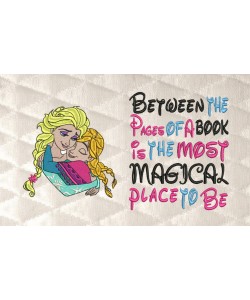 Elsa Anna Frozen with Between the Pages reading pillow embroidery designs