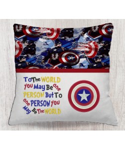 Captain america with To The World reading pillow embroidery designs