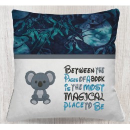 Koala embroidery with between the pages reading Pillow
