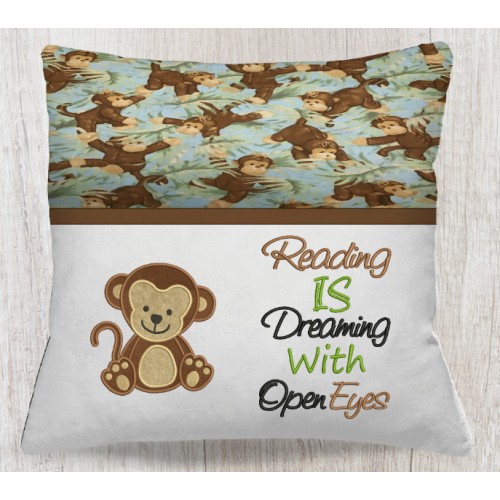 Baby monkey with reading is dreaming reading pillow
