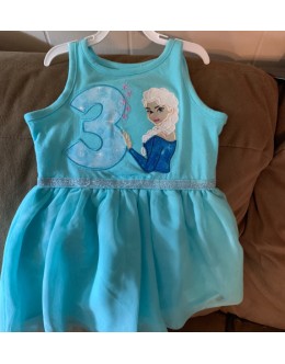Elsa Frozen Birthday with number 3 embroidery design