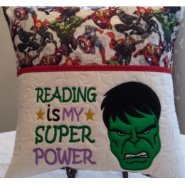 Hulk face with reading is my super power reading pillow