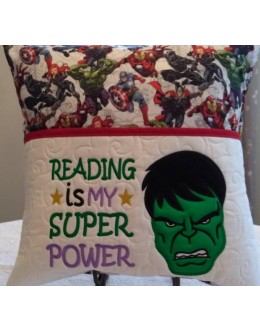 Hulk face with reading is my super power reading pillow