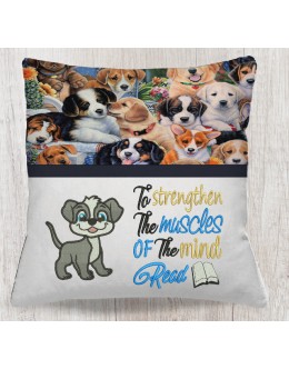 Dog to strengthen reading pillow embroidery designs