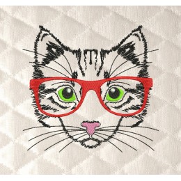 Cat with glasses embrodery design