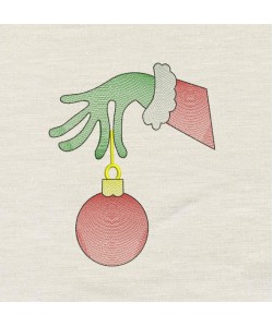 Grinch Hand ornament line embroidery