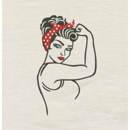 Rosie The Riveter Embroidery Design