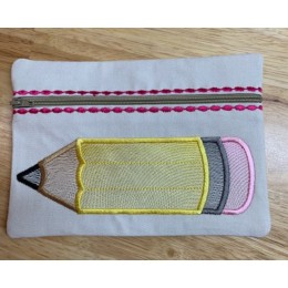 Zipper Bag pencil embroidery ITH in the hoop