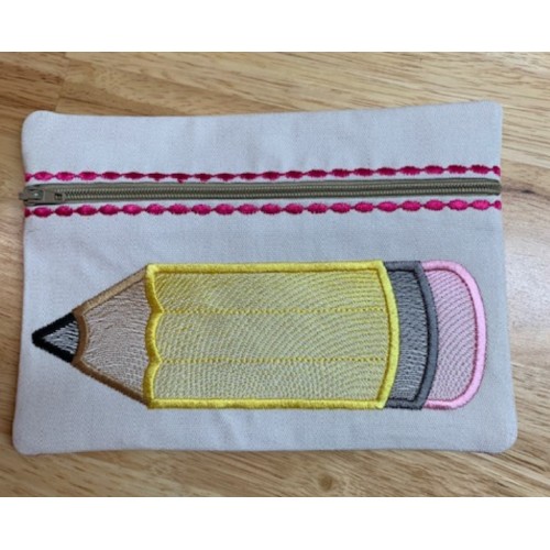 Zipper Bag pencil embroidery ITH in the hoop