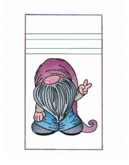 Zipper bag gnome embroidery ITH in the hoop