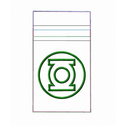 Zipper bag Green lantern embroidery ITH in the hoop