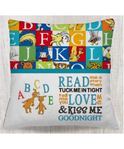 Ichabod and Izzy read me a story reading pillow embroidery designs