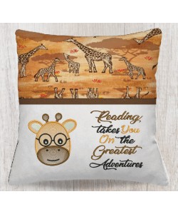 Giraffe Face embroidery reading takes you reading pillow embroidery designs