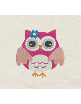 Owl rose embroidery design