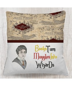 Harry border with Books Turn reading pillow embroidery designs