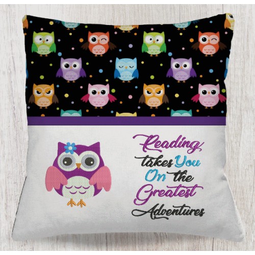 Owl Rose Reading takes you Reading Pillow