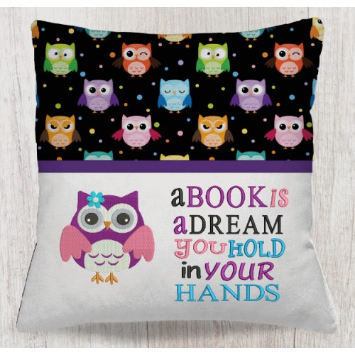 Owl Rose A book is a dream Reading Pillow