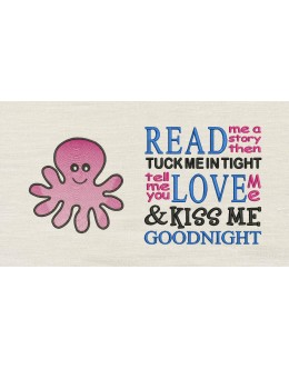 Octopus embroidery with read me a story