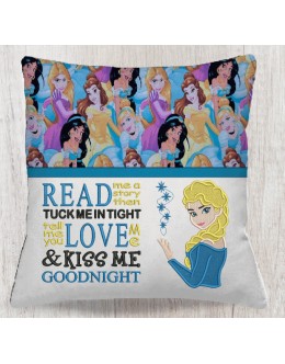 Elsa Frozen Embroidery with read me a story reading pillow embroidery designs