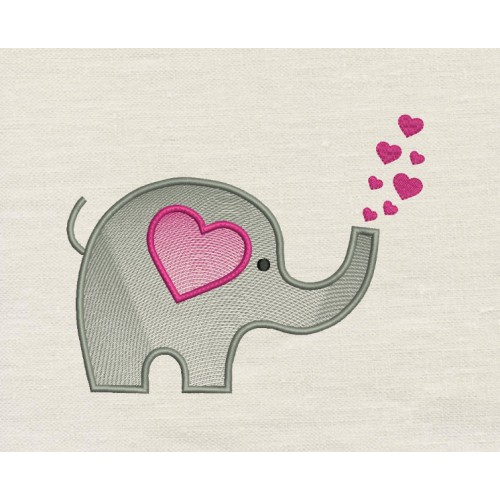 Elephant Hearts embroidery design