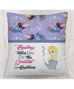Elsa Frozen embroidery with reading takes you reading pillow embroidery designs