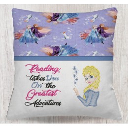Elsa Frozen embroidery with reading takes you reading pillow embroidery designs