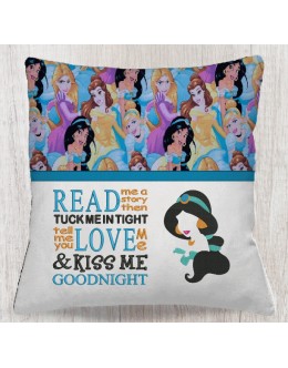 Jasmine with read me a story reading pillow