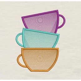 Tea cups embroidery Tea cups embroidery