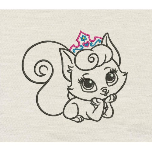 Cat princess embroidery design