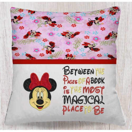 Minnie mouse face Between the Pages Reading Pillow
