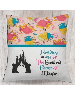 Cinderella Castle with reading is one reading pillow embroidery designs