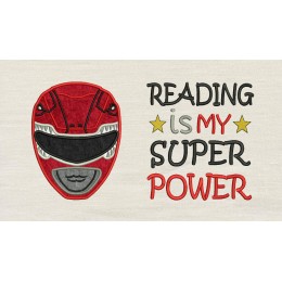 Power Rangers with Reading is My Superpower reading pillow embroidery designs
