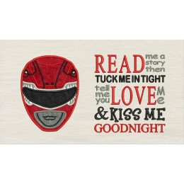 Power Rangers with read me a story reading pillow embroidery designs