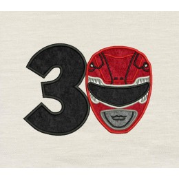 Power Rangers birthday number 3 embroidery design