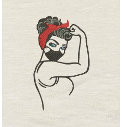 Rosie The Riveter with mask Embroidery